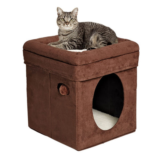 Midwest Feline Nuvo Curious Cat Cube ® Brown Suede