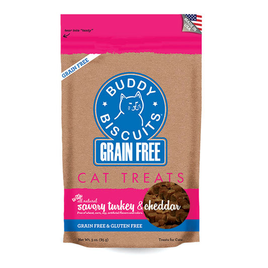 Grain Free Buddy Biscuits for Cats: Savory Turkey & Cheddar 3 oz.