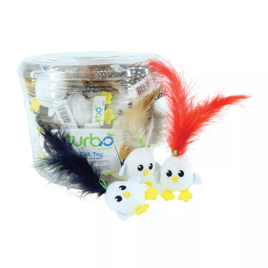 Turbo Chicken Egg w/Feathers Cat Toy One Count