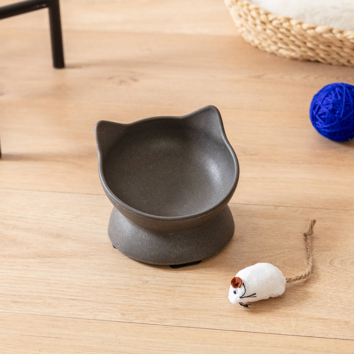 Archie Bamboo Tilt Cat Bowl: Stone Grey