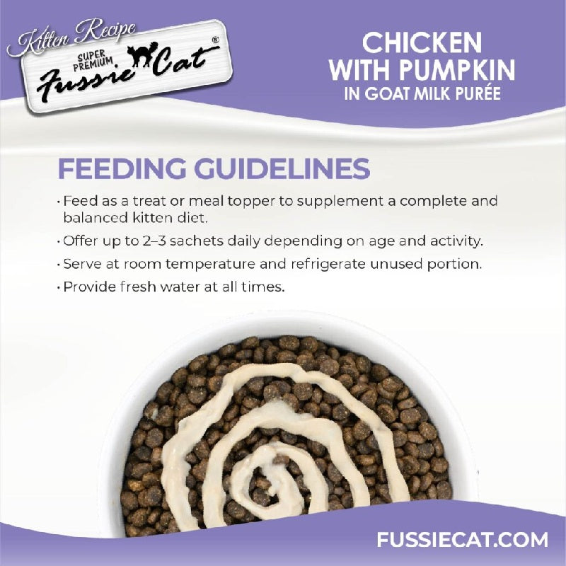 Fussie Cat Tuna with Pumpkin in Goat Milk Puree Lickable Cat Treats, .25 oz x 4 tubes
