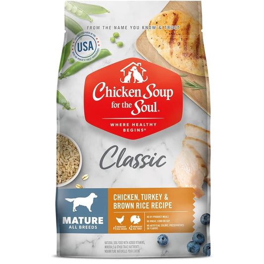 Chicken Soup for the Soul Mature & Senior Chicken, Turkey & Brown Rice Recipe Dry Dog Food, 28 LB Bag