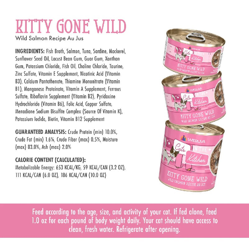 Weruva Cats in the Kitchen Kitty Gone Wild Wild Salmon Recipe Au Jus