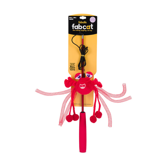 fabcat Faball Crab Teaser Wand Cat Toy