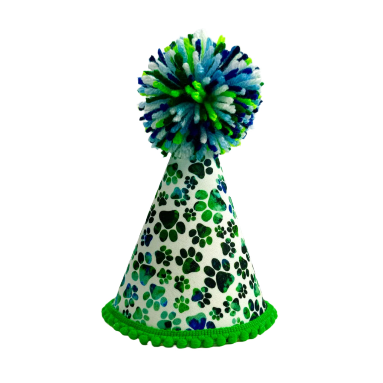 Pup Party Hats Green Blue Paws Party Hat: S
