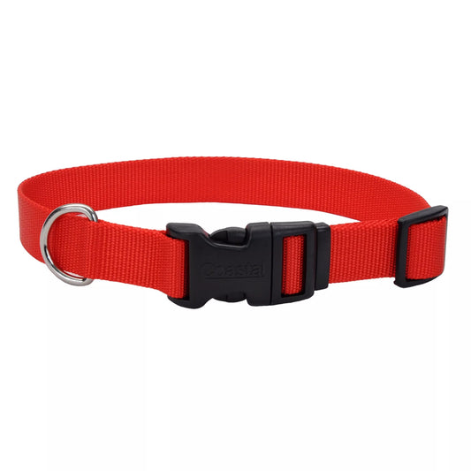 Coastal Adjustable Dog Collar with Plastic Buckle Red