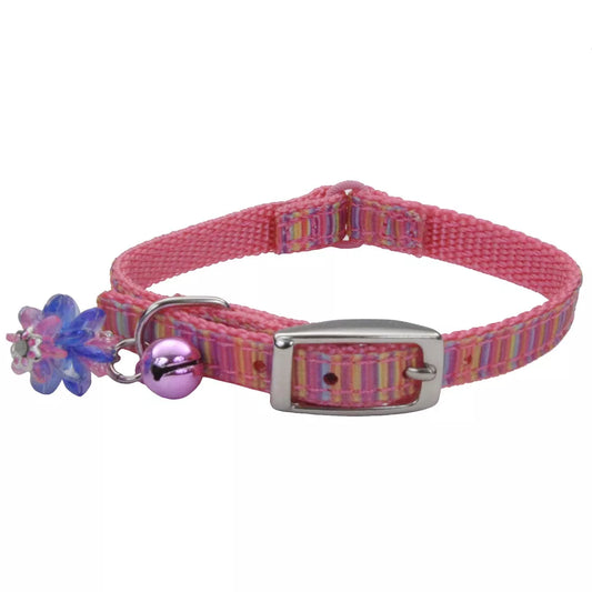 Li'l Pals Ribbon Safety Kitten Collar, Pink Stripe