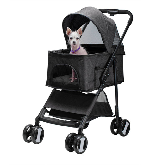 Dogline Executive Pet Stroller + Removable Cradle: Black