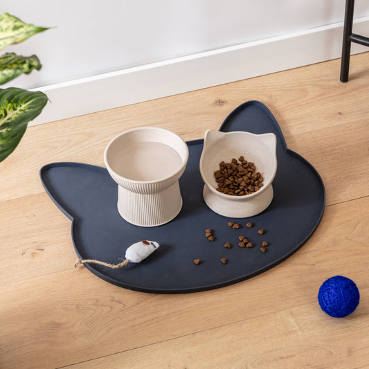 Oscar Silicone Cat Placemat: Navy Blue
