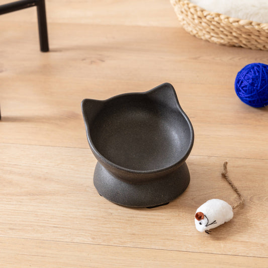 Archie Bamboo Tilt Cat Bowl: Stone Grey