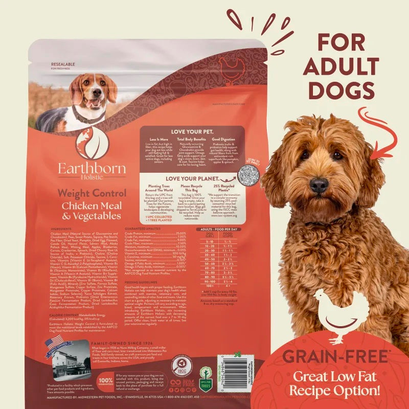 Earthborn Holistic Weight Control Grain-Free Dry Dog Food, 25 LB