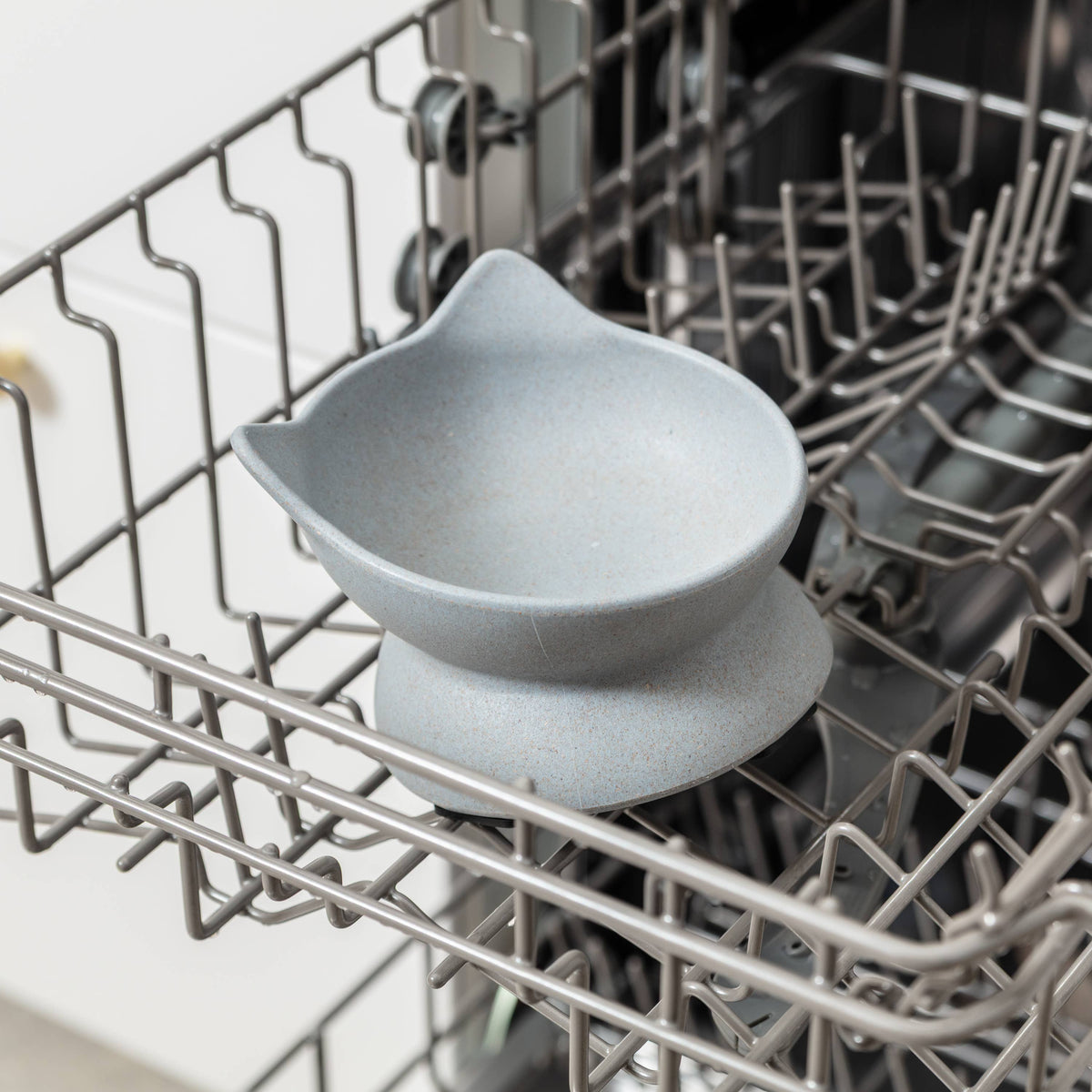 Archie Bamboo Tilt Cat Bowl: Stone Grey