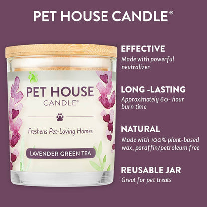 Pet House Candle Lavender Green Tea Plant-Based Soy Wax Candle 9 oz