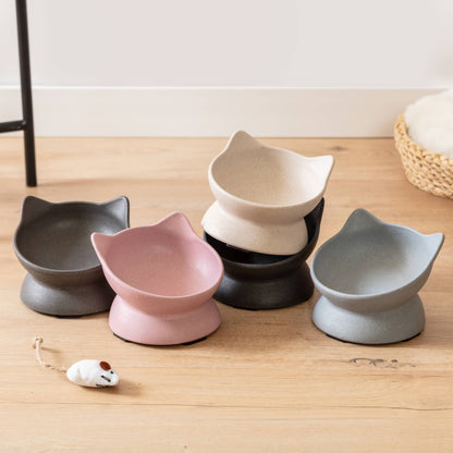 Archie Bamboo Tilt Cat Bowl: Stone Grey
