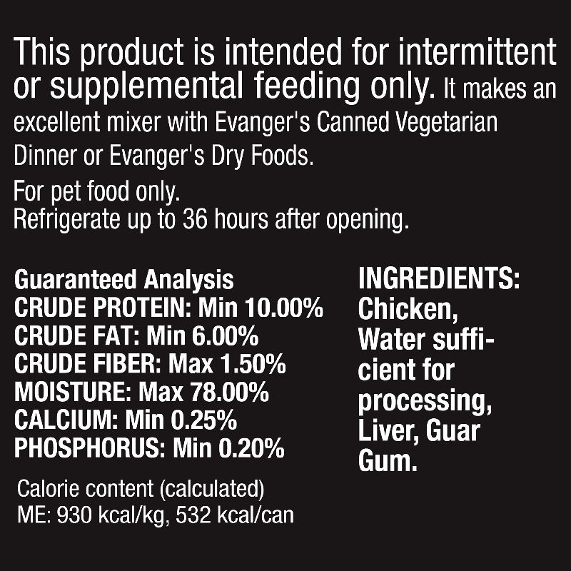 Evanger's Complements Chicken Canned Dog & Cat Food 6 oz.