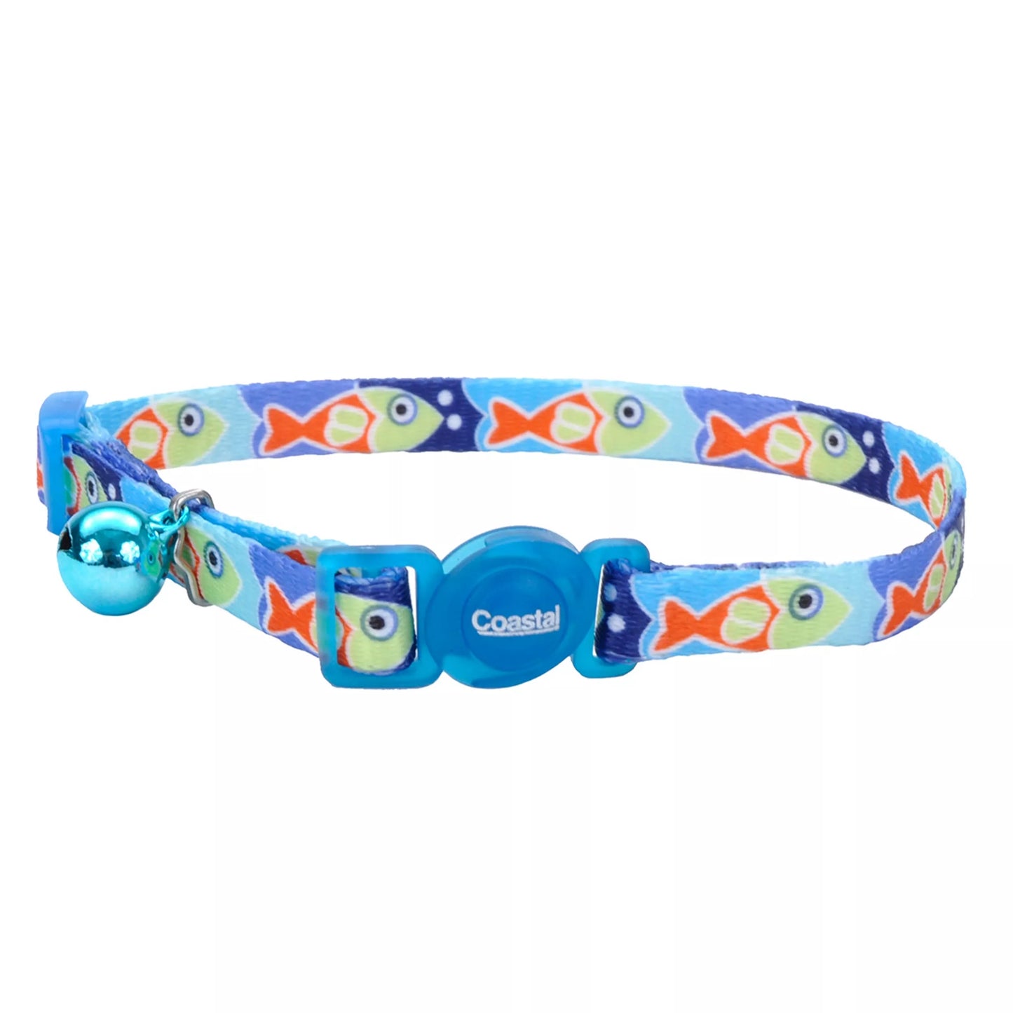 Safe Cat Fashion Adjustable Breakaway Collar, Blue Fish