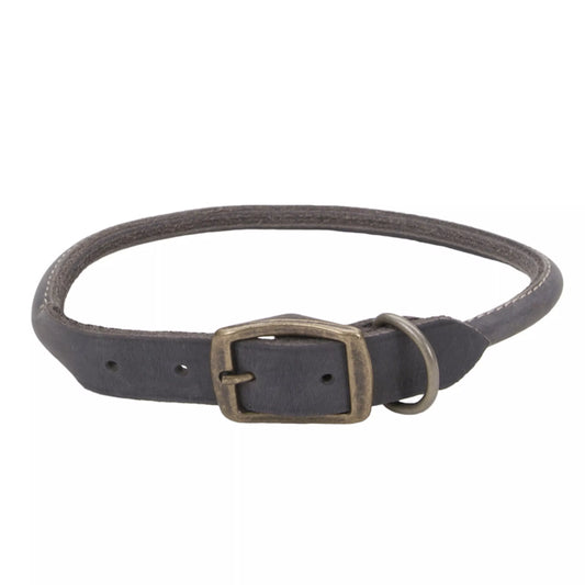 Circle T Rustic Leather Round Dog Collar, Slate Grey