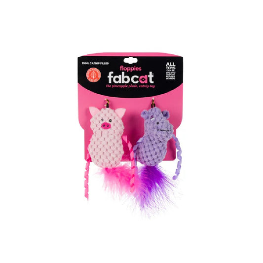 fabcat Faball Hippo & Pig Cat Toy 2 pack