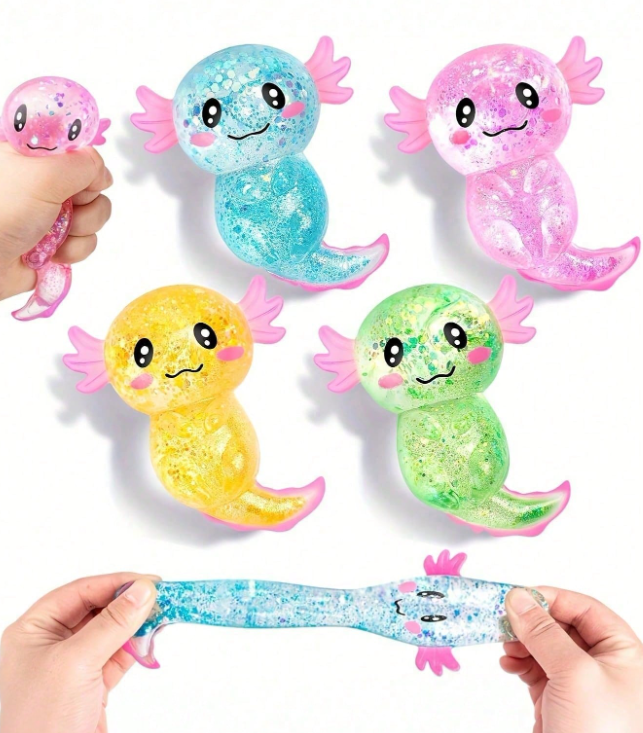 Glitter Axolotl Maltose Squishy Sensory Fidget Toy