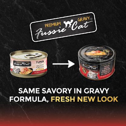 Fussie Cat Black Label Tuna with Salmon Formula in Gravy Wet Cat Food, 2.82oz