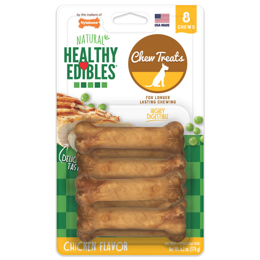 Nylabone Healthy Edibles All-Natural Long Lasting Chicken Dog Chew Treats 8 Count X-Small/Petite