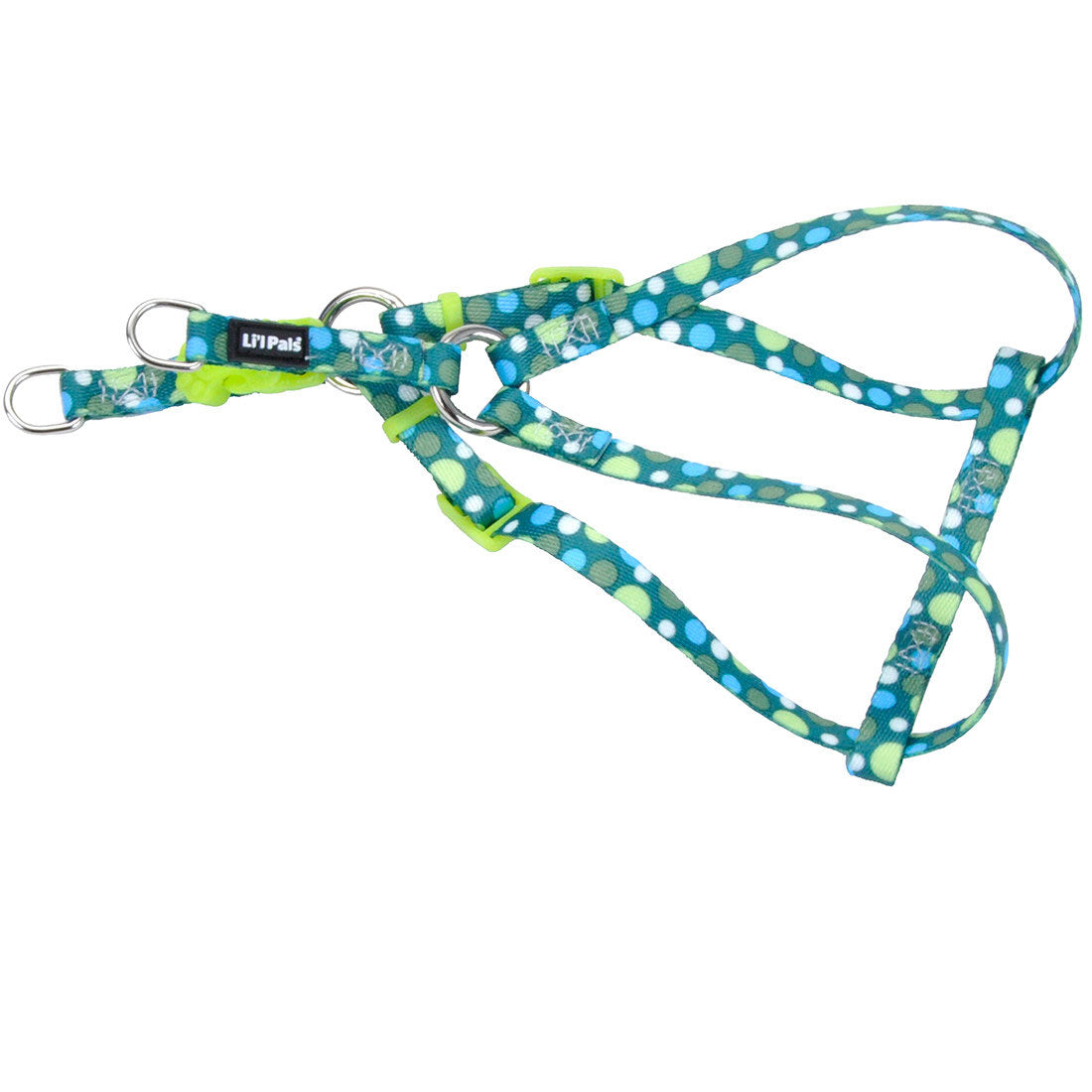 Li'l Pals Comfort Wrap Adjustable Dog Harness, Green Dots