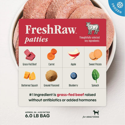Instinct Raw Frozen Adult Patties Grain-Free Real Beef Recipe Dog Food, 6lb