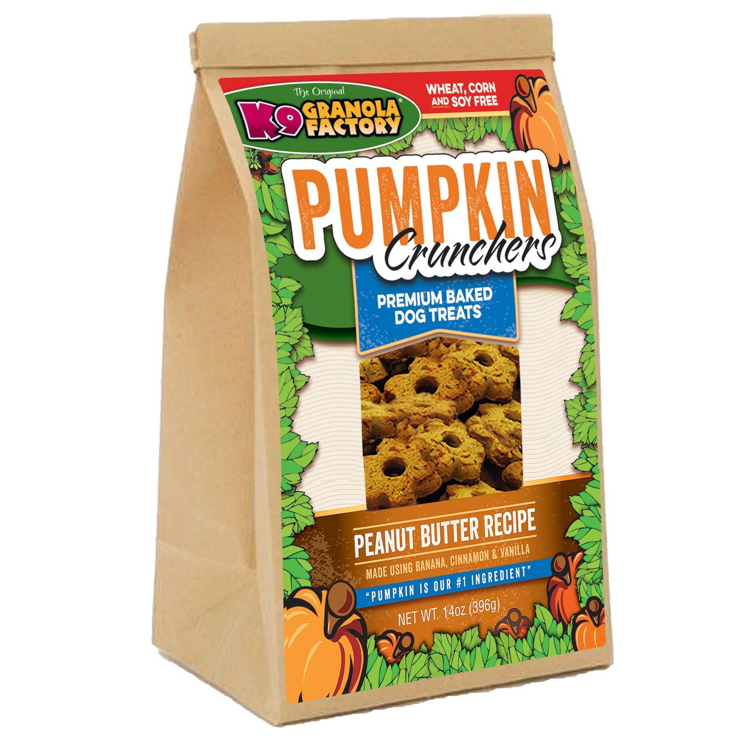 K9 Granola Factory Pumpkin Crunchers Peanut Butter & Banana Recipe Dog Treats 14 oz