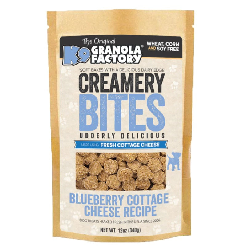 K9 Granola Factory Creamery Bites Blueberry Cottage Cheese Recipe Dog Treats 12 oz