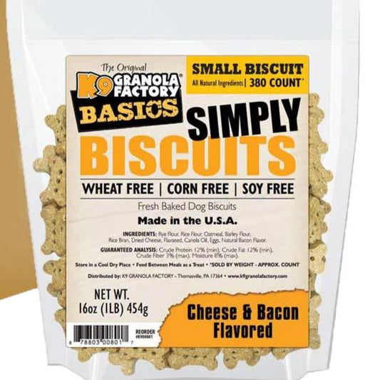 K9 Granola Factory Simply Biscuits Cheese & Bacon Flavored Small Dog Treats 1 lb