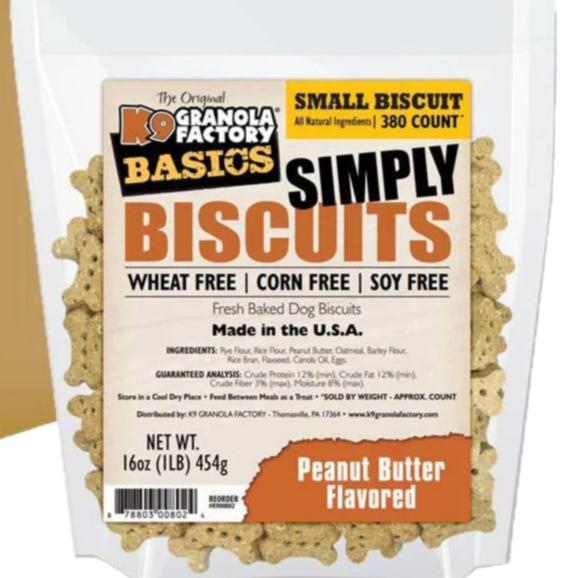 K9 Granola Factory Simply Biscuits Peanut Butter Flavored Small Dog Treats 1 lb