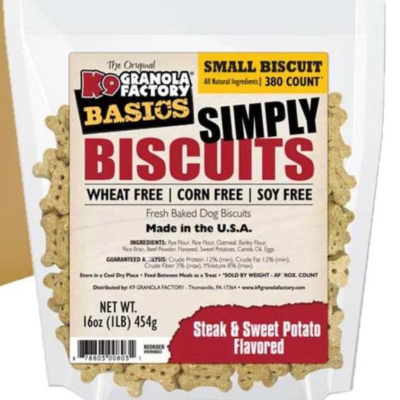 K9 Granola Factory Simply Biscuits Steak & Sweet Potato Flavored Small Dog Treats 1 lb