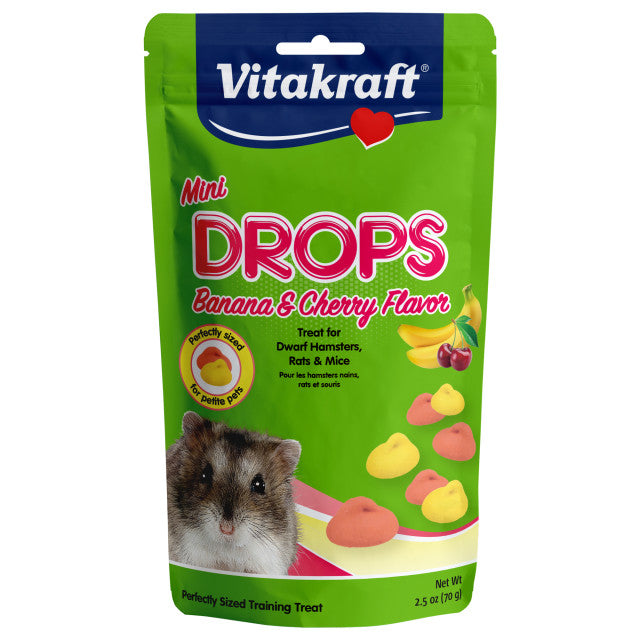 Vitakraft Drops Mini Banana & Cherry Flavor Small Animal Treats