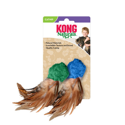 KONG Naturals Crinkle Ball w/ Feathers Cat Toy, 2 Pack