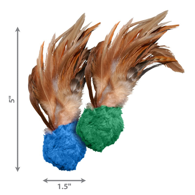 KONG Naturals Crinkle Ball w/ Feathers Cat Toy, 2 Pack