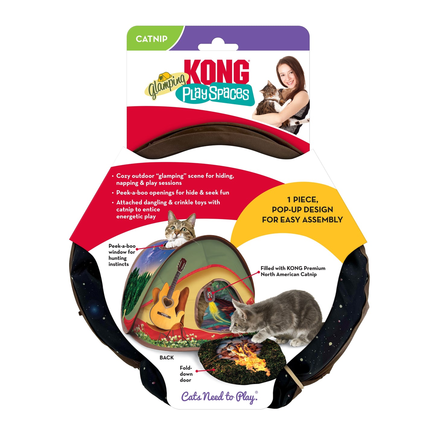 KONG Play Spaces Glamping Tent Tunnel with Catnip Toy