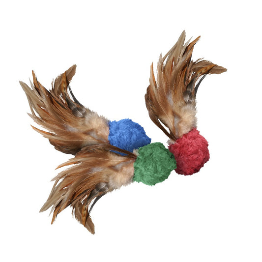 KONG Naturals Crinkle Ball w/ Feathers Cat Toy, 2 Pack