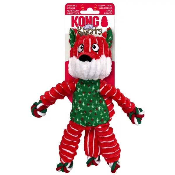 KONG Holiday Floppy Knots Fox Dog Toy Small/Medium