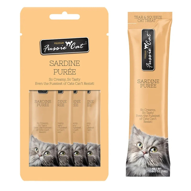 Fussie Cat Tuna with Sardine Puree Lickable Cat Treats, .5-oz. x 4-Tubes