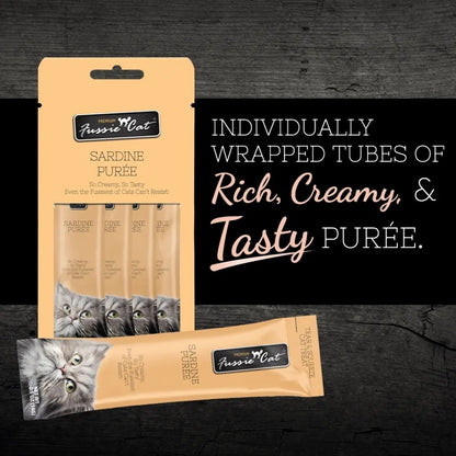 Fussie Cat Tuna with Sardine Puree Lickable Cat Treats, .5-oz. x 4-Tubes