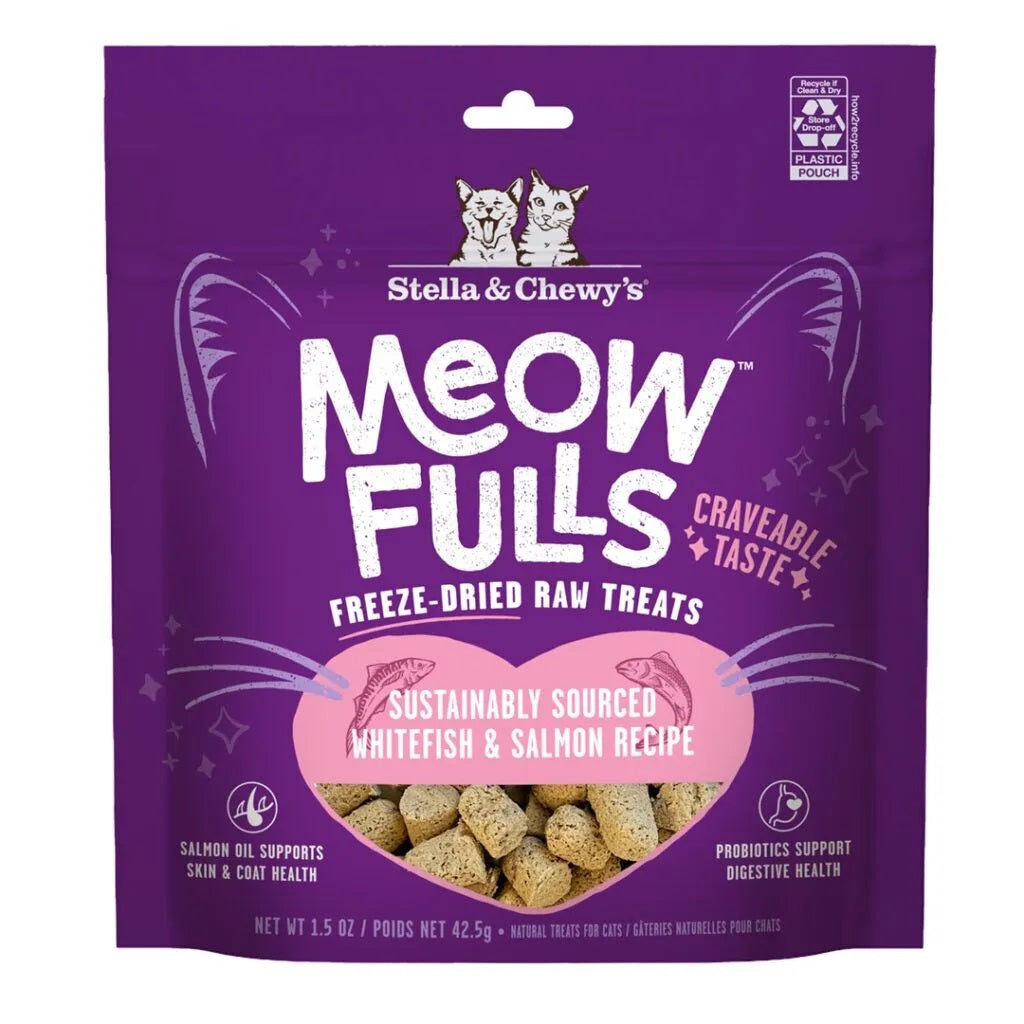 Stella & Chewy's Meowfulls Whitefish & Salmon Recipe Grain-Free Freeze-Dried Cat Treats 1.5 oz