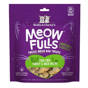 Stella & Chewy's Meowfulls Turkey & Duck Recipe Grain-Free Freeze-Dried Cat Treats 1.5 oz