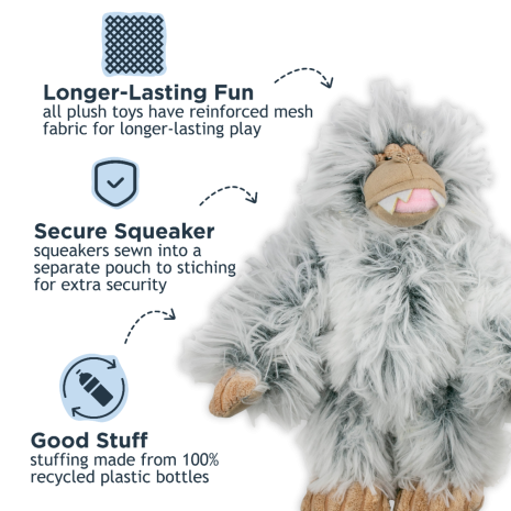 Tall Tails Mini Yeti with Squeaker Dog Toy