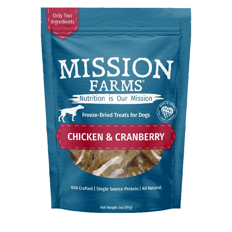 Mission Farms Chicken & Cranberry Freeze Dried Dog Treats 3 oz