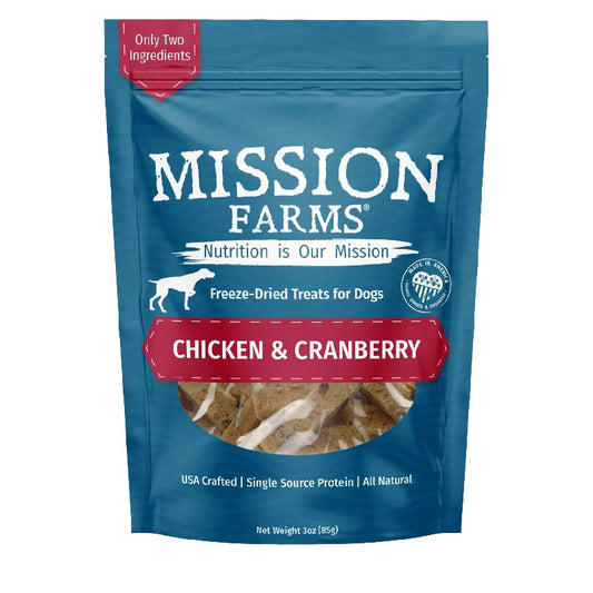 Mission Farms Chicken & Cranberry Freeze Dried Dog Treats 3 oz