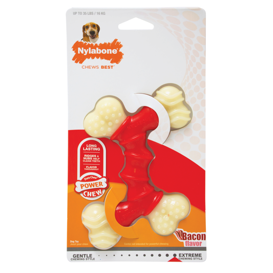 Nylabone Power Chew Double Bone Bacon Dog Chew Toy
