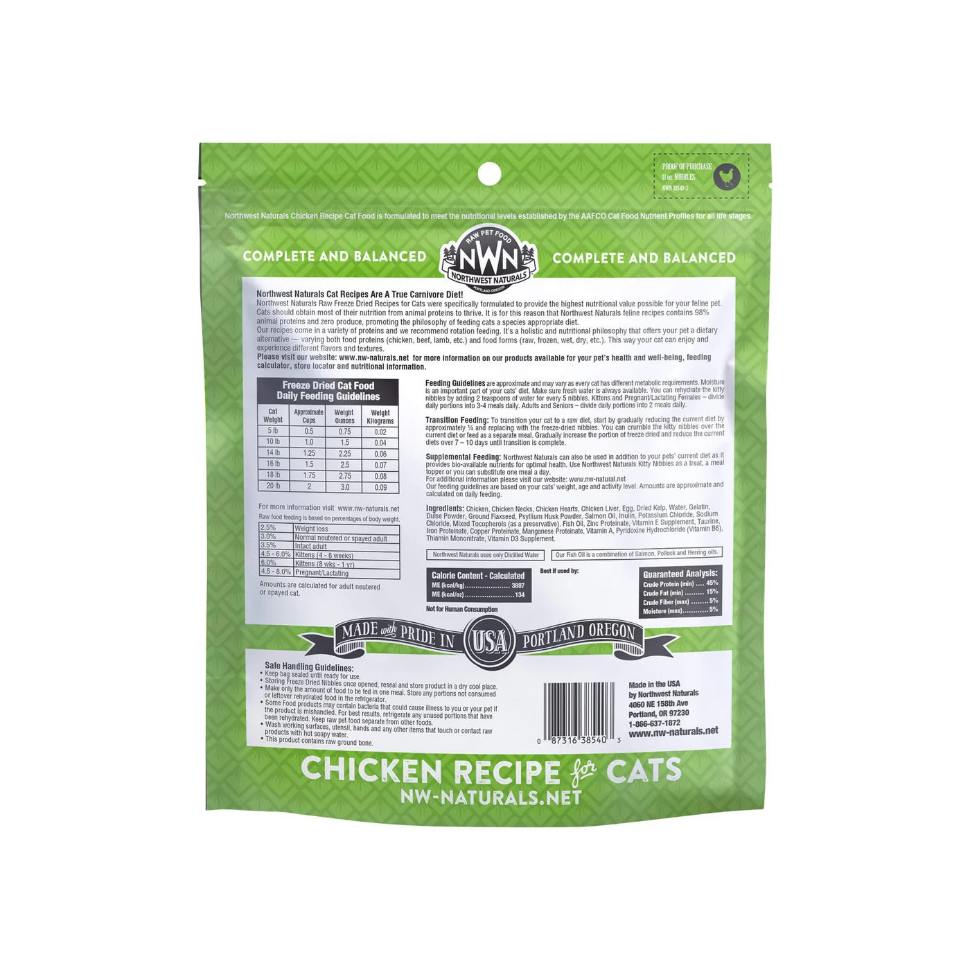 Northwest Naturals Freeze Dried Chicken Recipe for Cats 11 oz