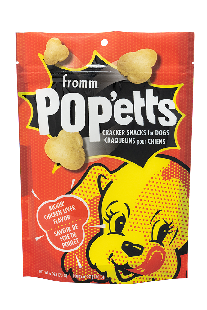 Pop'etts Kickin' Chicken Liver Cracker Snacks for Dogs