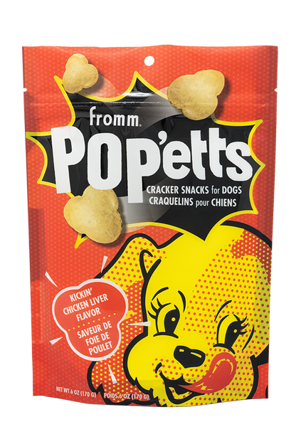 Pop'etts Kickin' Chicken Liver Cracker Snacks for Dogs