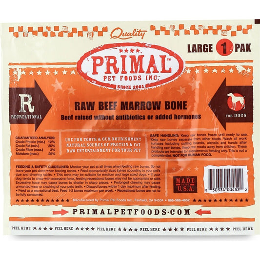 Primal Frozen Raw Beef Marrow Bone Large 1 Count